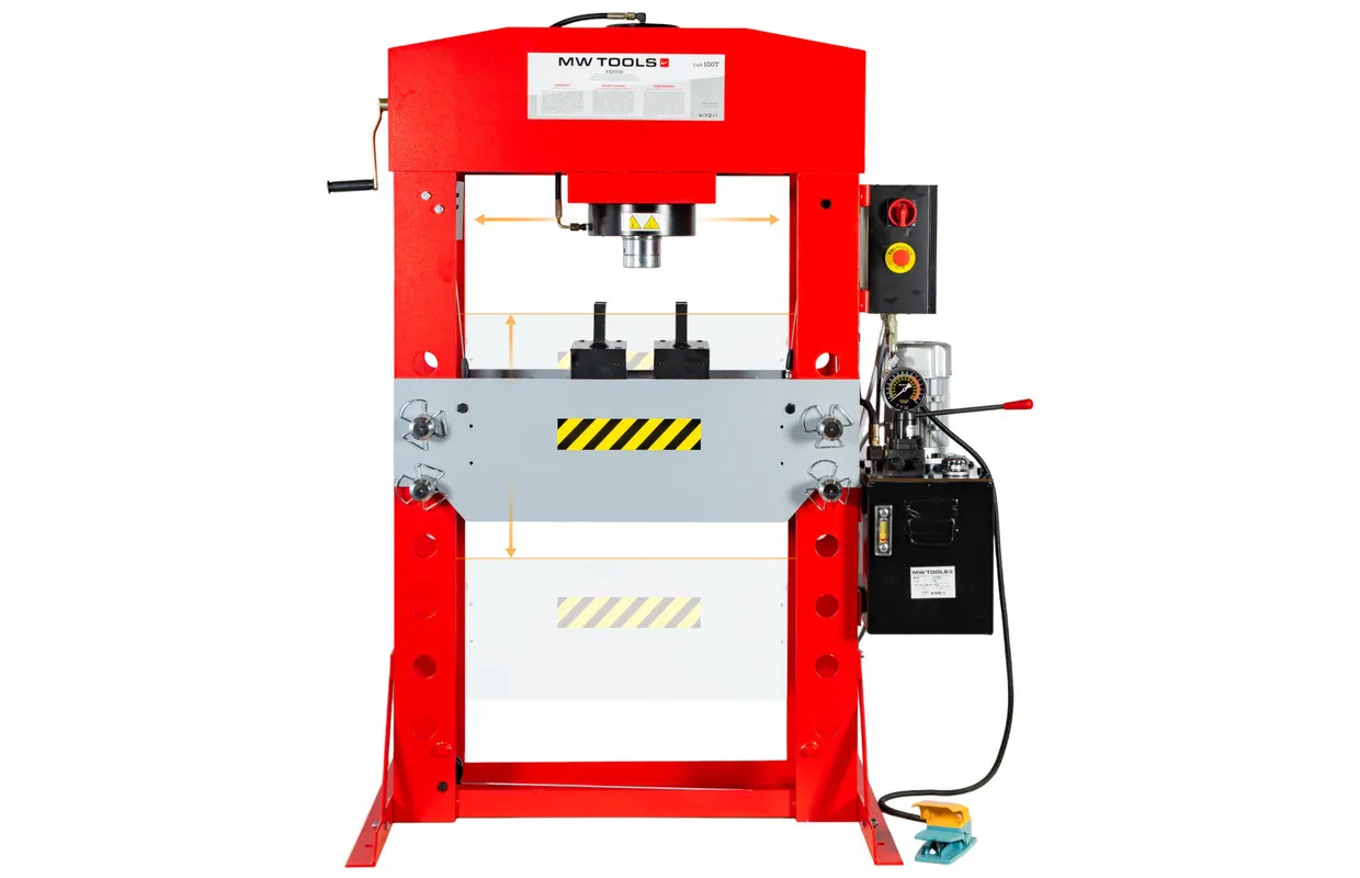 ELEKTROHYDRAULISCHE WERKPLAATSPERS 100T MOBIELE CILINDER MW TOOLS